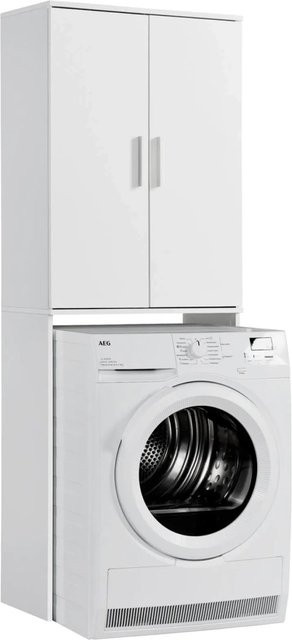 mokebo Waschmaschinenschrank Der Saubermann Überbauschrank für Waschmaschinen und Trockner in Weiß, Höhe: 180 cm, Breite: 34 cm, Tiefe: 34 cm - Bild 1