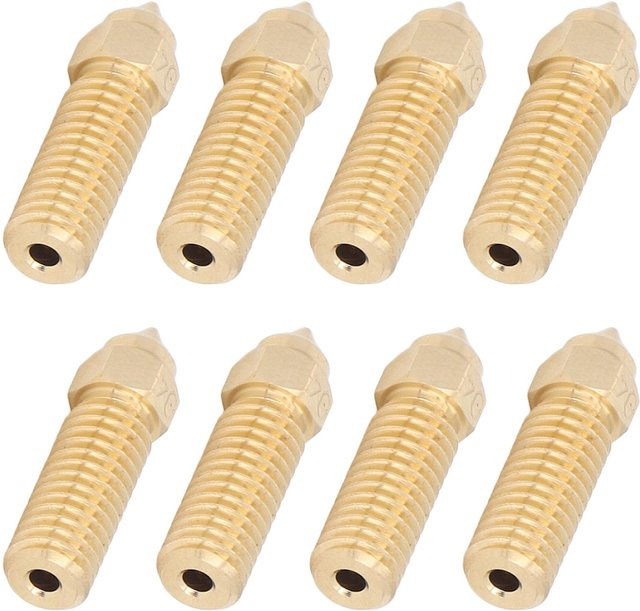 TOMTOP JMS 8er Set Hochgeschwindigkeits-Extruderdüsen aus Messing mit 0,4 mm Düsenöffnung und M6-Gewinde für K1 FDM-Drucker in Beige und Gold - Bild 1