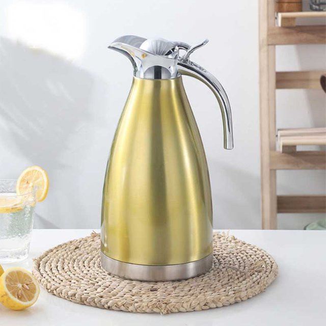Yiran Furniture Thermosflasche aus Edelstahl mit doppelwandiger Vakuumisolierung, Kaffeekanne und Milchteekanne, Beige, 1,5 l - Bild 1