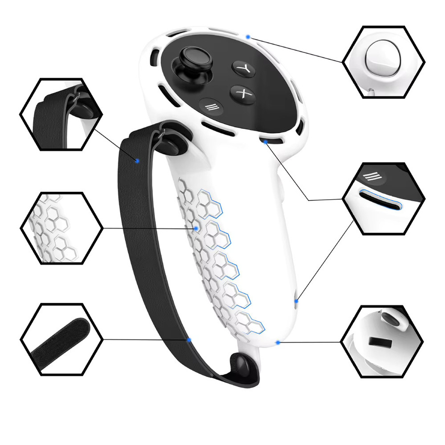 Sovawin Silikon-Controller-Schutzhülle in Weiß für Meta Quest 3s und Quest 3 VR-Zubehör - Bild 2