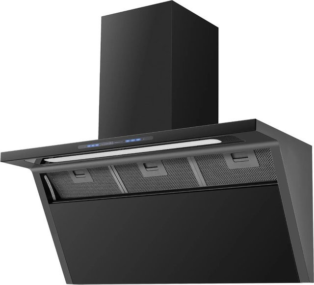 Wolkenstein Dunstabzugshaube WS55-90A++GCB Schräghaube Schwarz mit Umluft oder Abluft - Bild 1