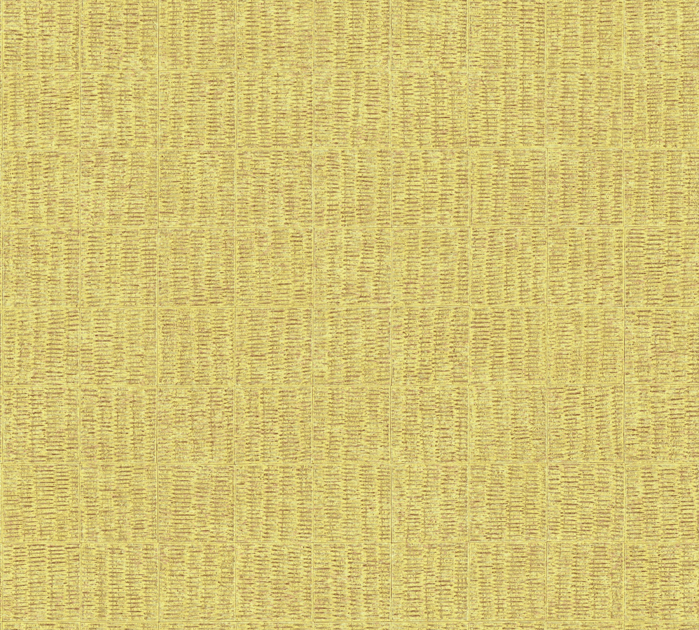 Elitis Tapete Mimbre Precioso in Gold und Gelb mit geometrischem Abstract-Design und Glanzeffekt - Bild 1