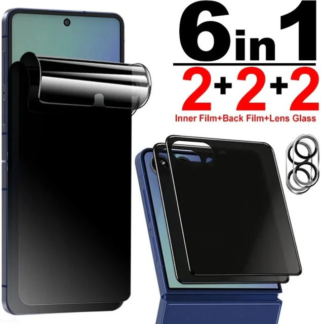 Sichtschutz-Hydrogel-Folie für Samsung Galaxy Z Flip 7, Z Flip 6 und Z Flip 5 mit Anti-Spion-Funktion, Displayschutz und Objektivabdeckung, transparent - Bild 1