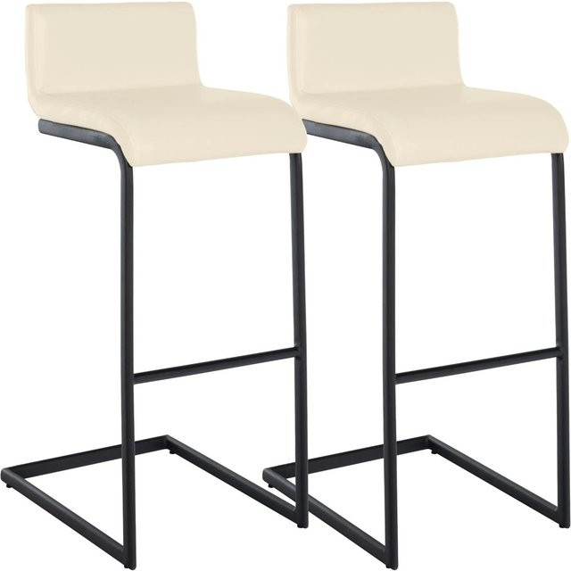 CLP Barhocker 2er Set Newport mit Lehne in Creme/Beige und schwarzem Metallgestell - Bild 1