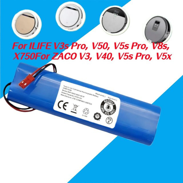 ILIFE Li-Ionen-Ersatzakku 14,4 V 3500 mAh für automatische Kehrroboter V50 V55 V8s V3s Pro V5s Pro, Blau - Bild 1