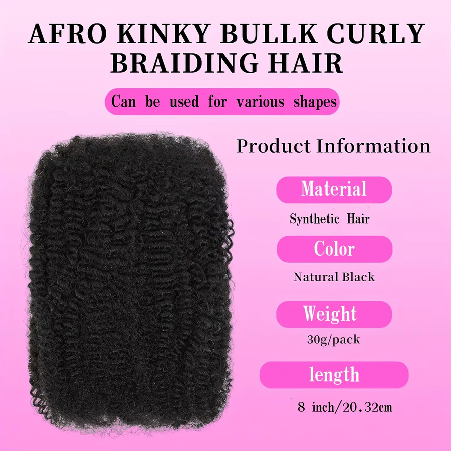 Afro Kinkys Bulk Kunsthaar für Dreadlock-Erweiterungen, Unisex - Bild 4