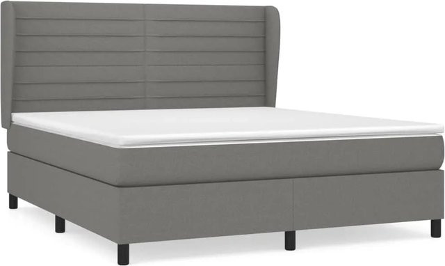 vidaXL Boxspringbett Hybrid mit Matratze und Kopfteil, Dunkelgrau, B/T/H: 160 x 200 x 128 cm - Bild 1