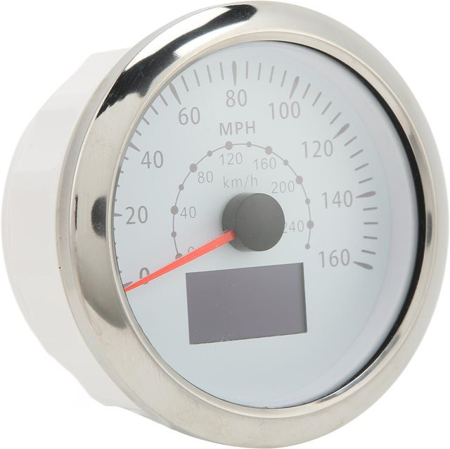 Koogeelife GPS-Tachometer mit LCD-Bildschirm, 85mm, Weiß, IP67 Wasserdicht, 0-160 MPH und 0-240 KM/H, Universal für Autos, Boote und Wohnmobile - Bild 1
