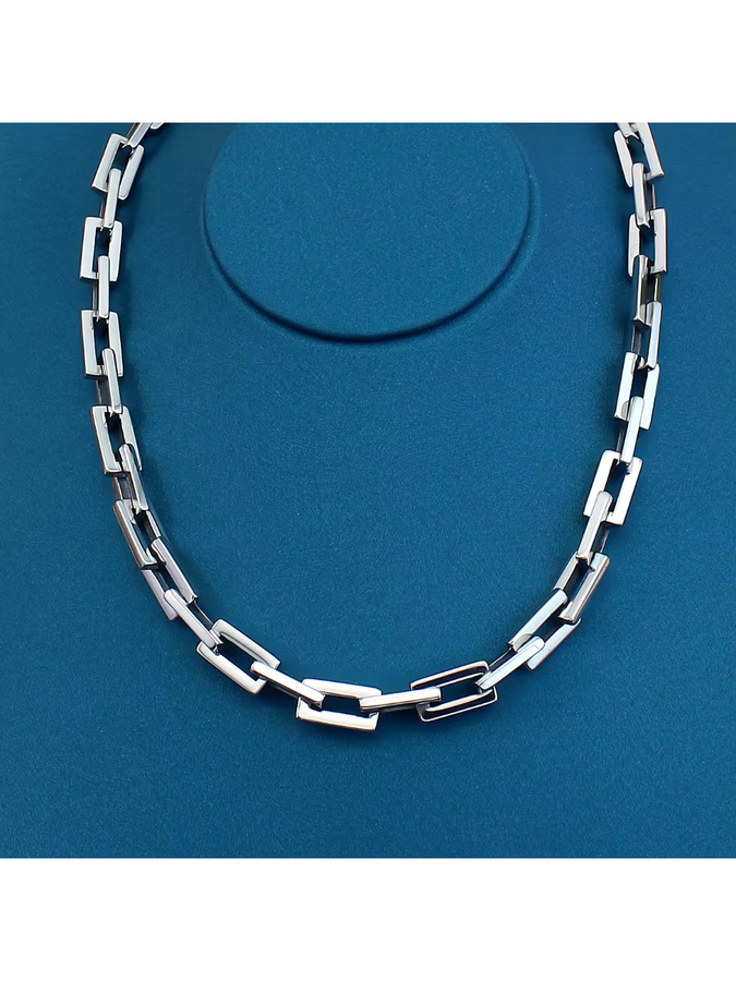COUYA Halskette Edelstahl, Silber, Quadratische Glieder, Unisex - Bild 5
