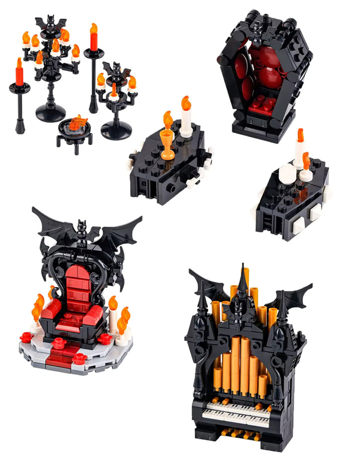 BRICKPANDA MOC Halloween Skelett Horde Bausteine Set Dunkles Schloss mit Vampirthron DIY Mittelalterliche Ziegel Fantasy Sammlerstück aus Kunststoff - Bild 3