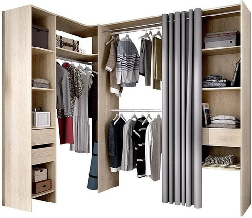Offener Kleiderschrank Gontran in Naturfarben Hell mit Eichenoptik, B/H/T: 164 x 205 x 141 cm