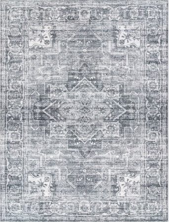 Waschbarer Teppich Cambria in Grau mit orientalischem Muster, rutschfest, B/T: 80 x 150 cm