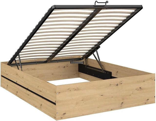 Ludaro Bett mit Bettkasten Schwarz und Naturfarben Hell B: 140 cm, T: 190 cm - Bild 1