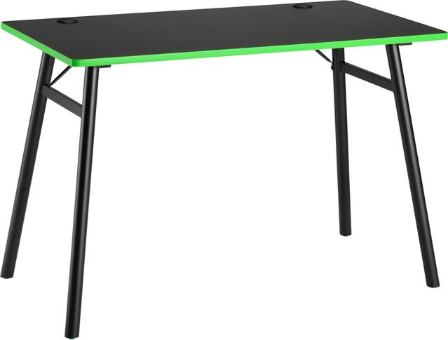 PIRANHA Gamingtisch Grommet in Schwarz und Grün, B: 60 cm, T: 110 cm, H: 75 cm - Bild 1