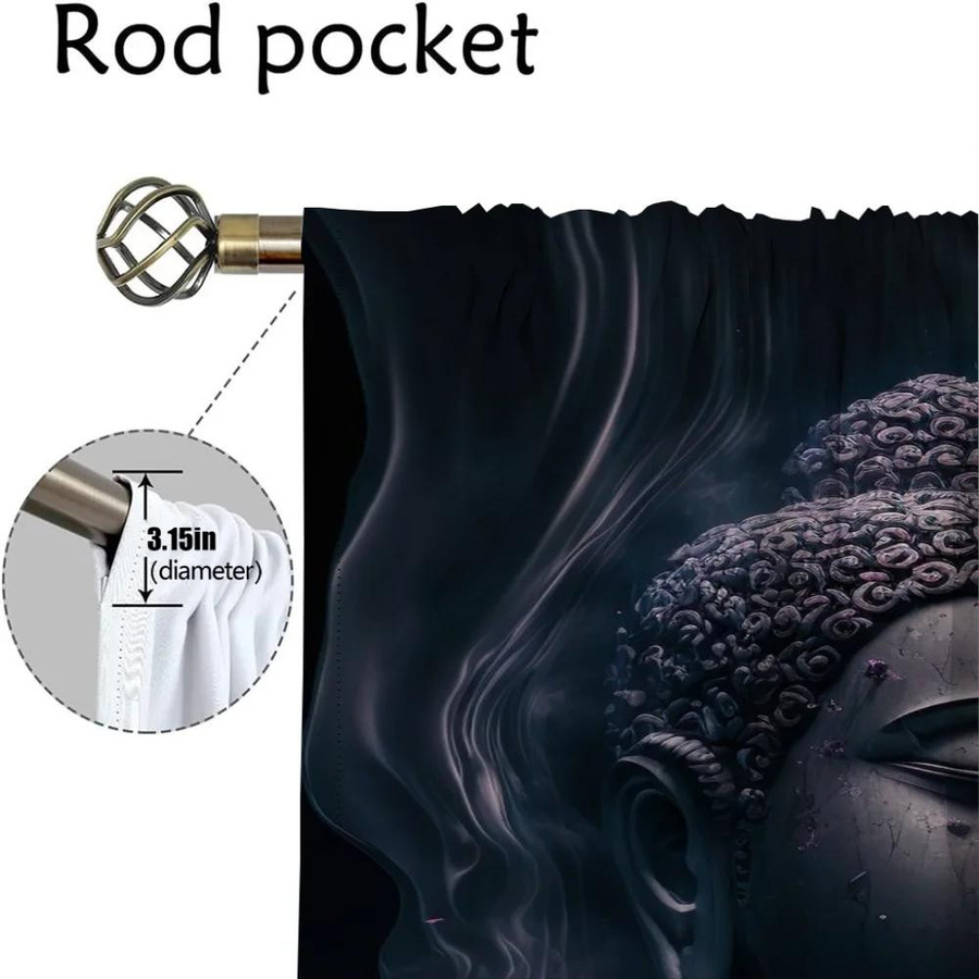 Indische Buddha-Vorhänge für dein Wohnzimmer, 2 Paneele, halbtransparent, Mehrfarbig, Breite: 50 cm, Höhe: 70 cm - Bild 2