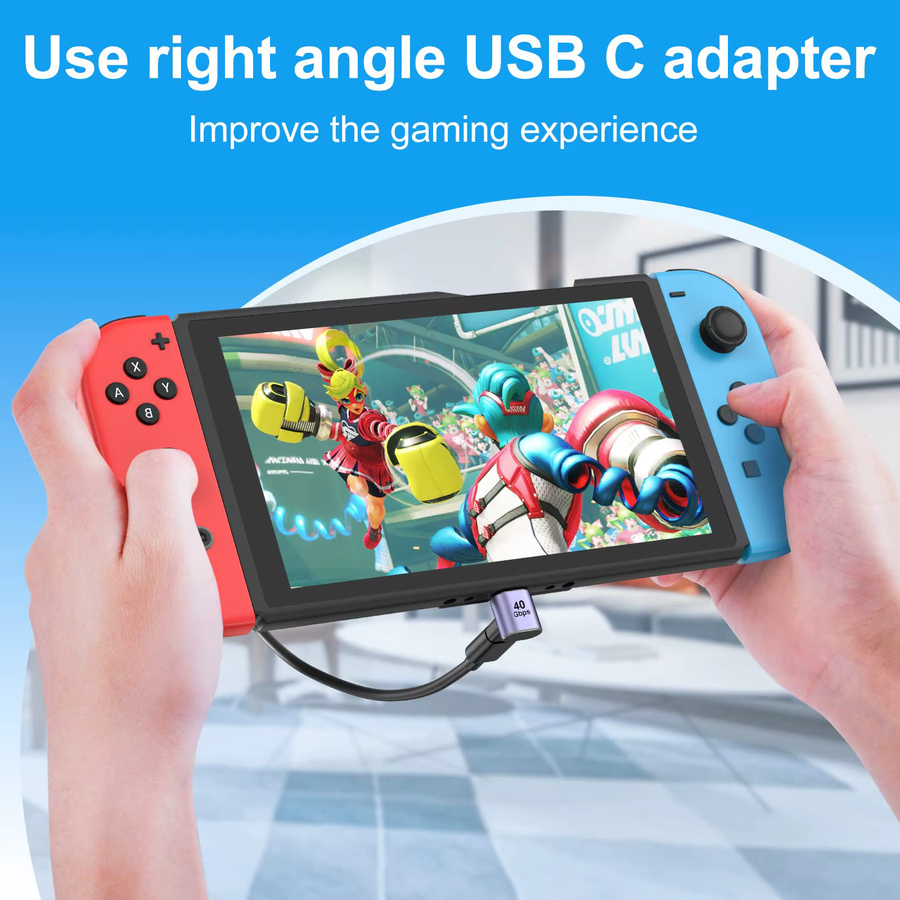 NNBILI USB-C 90-Grad-Adapter mit USB4 40 Gbit/s, PD 100 W und 8K 60 Hz Videoauflösung, kompatibel mit Thunderbolt 4, MacBook, Deck und Switch - Bild 3