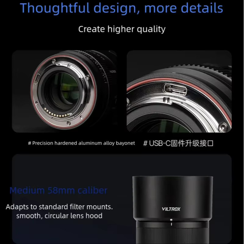 Viltrox AF 85mm F2.0 EVO FE Kameraobjektiv für Sony E-Mount Vollformat Spiegellose Kameras, Schwarz - Bild 2