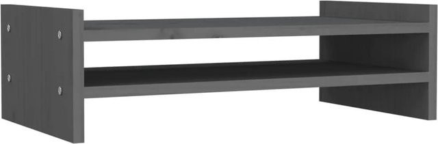 vidaXL Monitorständer aus Kiefer Massivholz in Grau, B/T/H: 50 x 27 x 15 cm - Bild 1