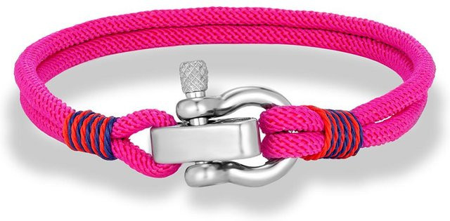 Armband Edelstahl, geflochtenes Seil, Mini Hufeisen-Schäkel, Bunt, Unisex - Bild 1