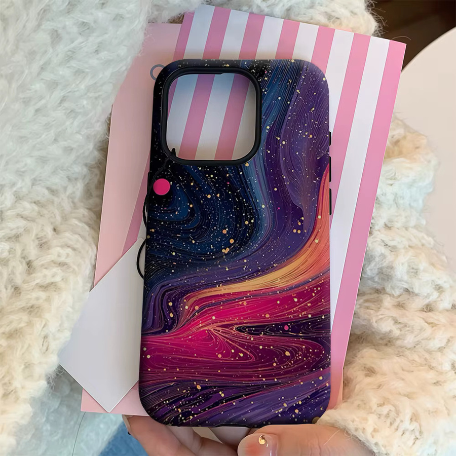 Kosmische Wirbel-Galaxie Handyhülle für Apple iPhone 17 16 15 14 13 12 Pro Max Plus, doppelschichtige Rückabdeckung, mehrfarbig - Bild 4