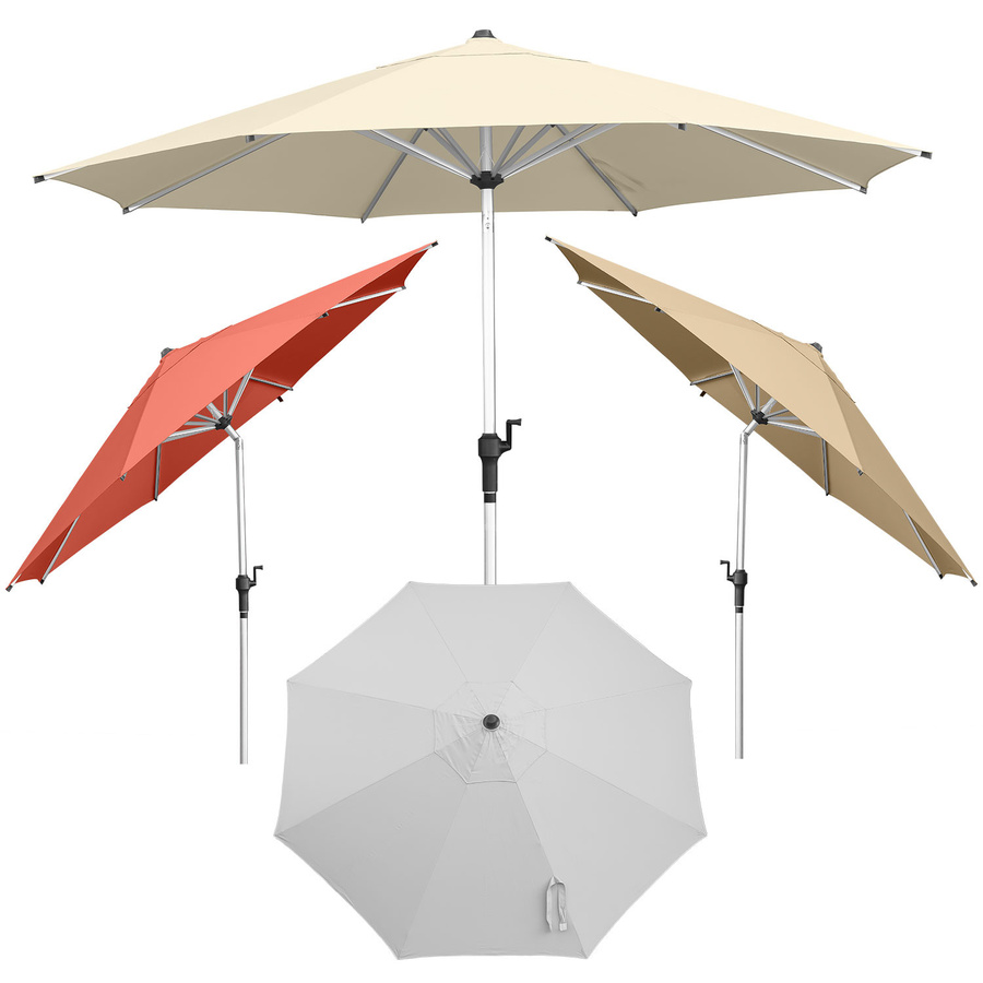 anndora Alu Sonnenschirm mit Kurbelsystem in Beige Grau, Durchmesser: 300 cm, UV-Schutz UPF 50+ - Bild 1