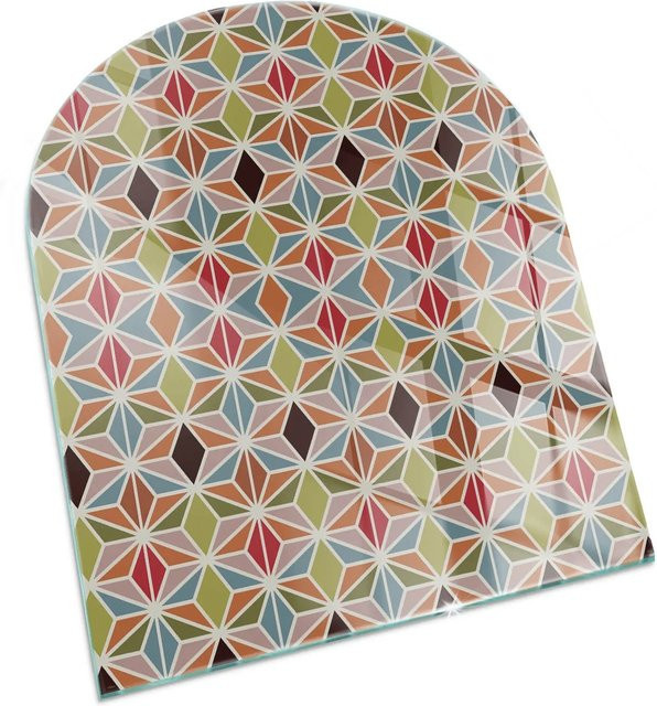 Tulup Glasplatte für Kamin mit polygonalem Muster in Braun, B: 80 cm, T: 70 cm - Bild 1