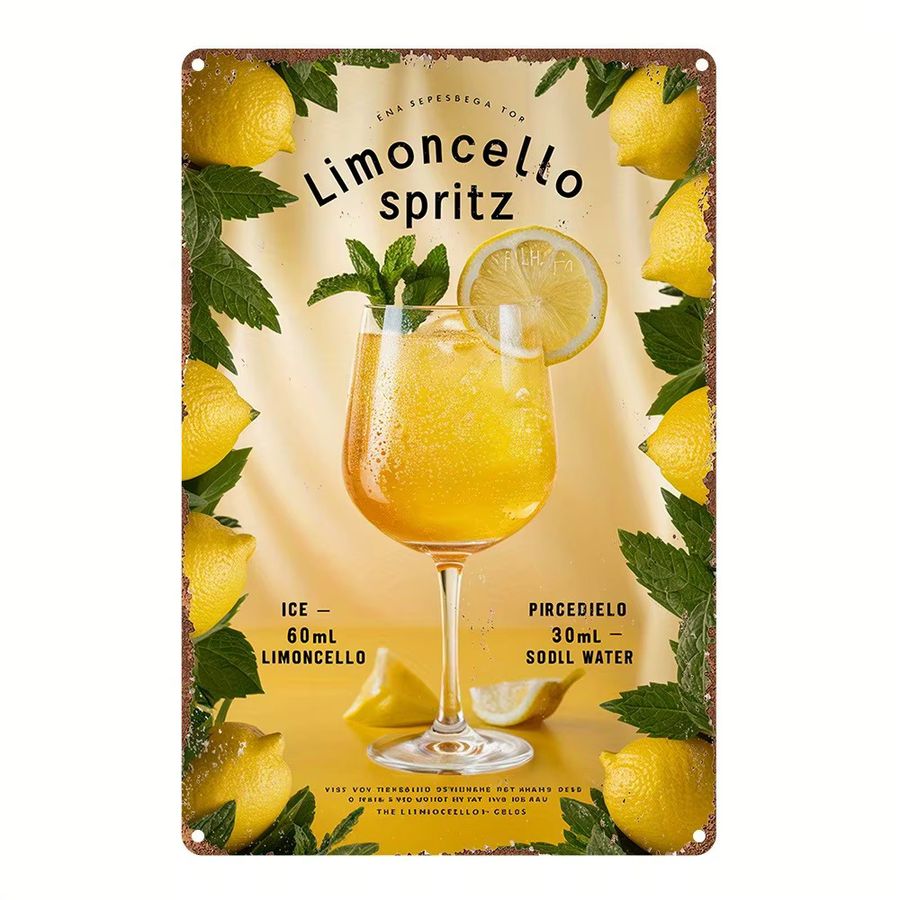 Vintage Limoncello Spritz Aluminiumschild von HELLOYOUNG als Retro-Dekor für Bar, Küche oder Café, Breite: 60 cm, Höhe: 30 cm - Bild 2