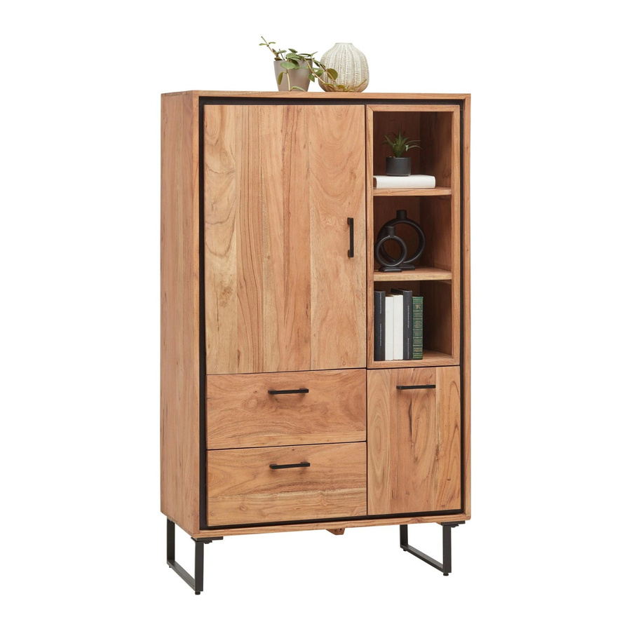 Mömax Highboard Shiva im Industrial Design aus Holz und Metall, Schwarz/Akaziefarben, B/T/H: 88 x 40 x 145 cm - Bild 2