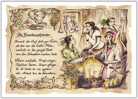 Zunftbild Krankenschwester als Vintage Paper Poster im A4-Format, Mehrfarbig - Bild 1