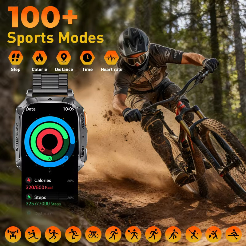 LIGE Smartwatch, Schwarz, Edelstahl, Silikon, Herren - Bild 3