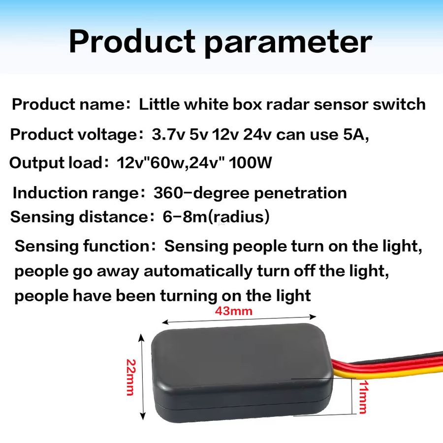 Intelligenter Mini-Radarsensor-Schalter für automatische Beleuchtung in Weiß - Bild 1