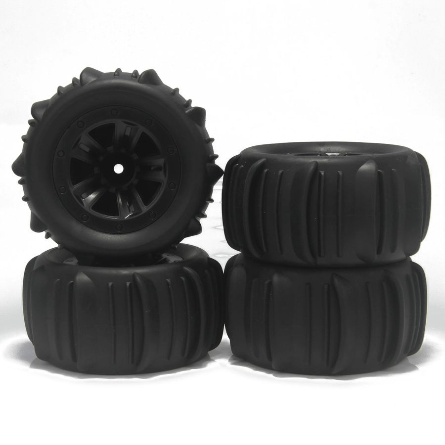 NeebRC Sechskant-Gummi-Radreifen für Monster Truck, Offroad-Paddelreifen, Schwarz - Bild 2
