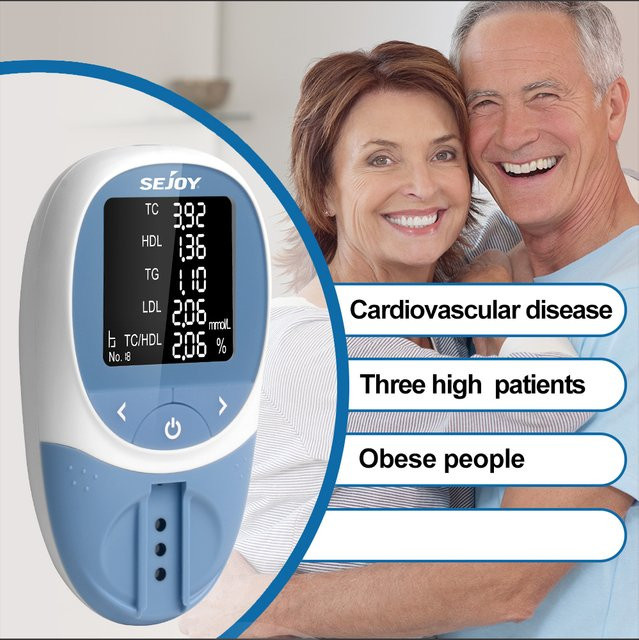 Komwell 5-in-1 Blutfettanalysator zur Messung von Gesamtcholesterin (TC), HDL-Cholesterin, Triglyceriden (TG) und LDL-Cholesterin in Weiß - Bild 1