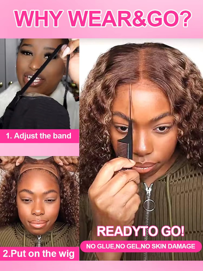 CEXXY Perücke, Echthaar, Deep Wave, Ombre Highlight, Glueless, HD Lace Frontal - Bild 3