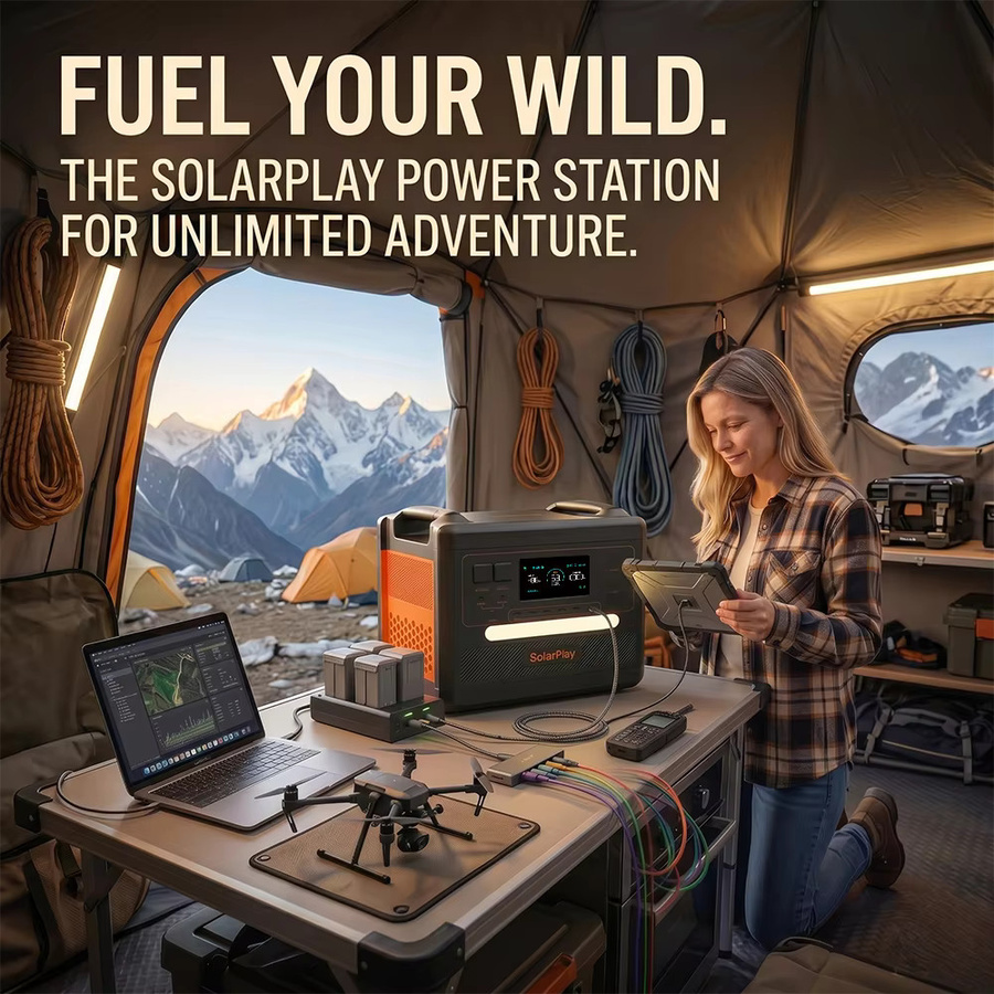 SOLARPLAY Q2402M Solarstromspeicher mit 2500W AC-Ausgang und 2304Wh LiFePO4 Akku als mobile Energieversorgung für Outdoor, Reise und Stromausfall - Bild 3