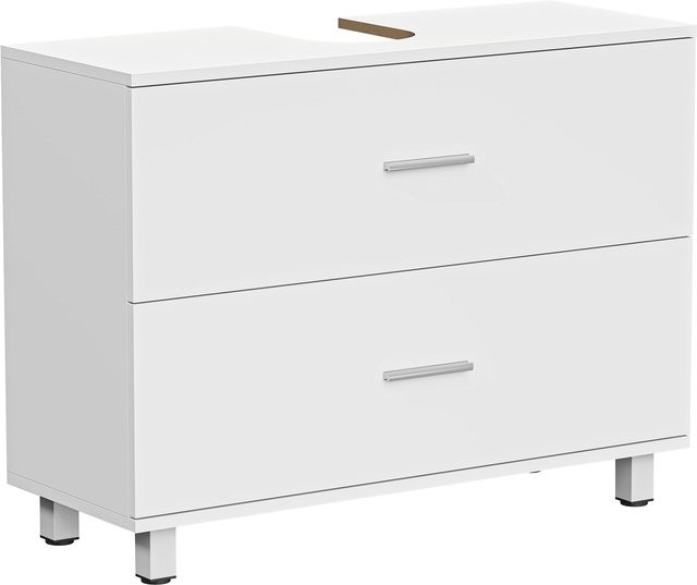 Homcom Unterschrank für das Badezimmer mit 2 Schubladen, moderner Stil, Weiß, B/T/H: 80 x 30 x 60 cm - Bild 1