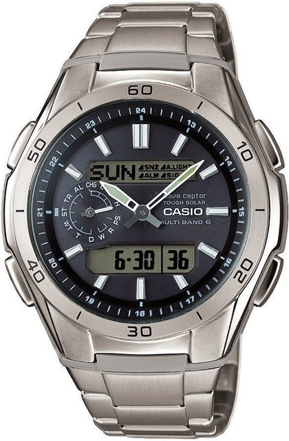 CASIO Armbanduhr, Funk-Solar, Titan, Schwarz, 44 mm, Herren - Bild 1
