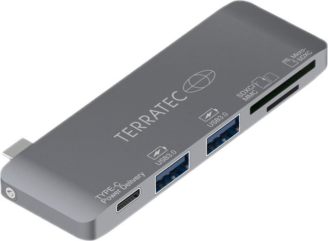 Terratec Connect C7 USB-C zu USB 3.0 Adapter mit Kartenlesegerät und PD in Grau - Bild 1