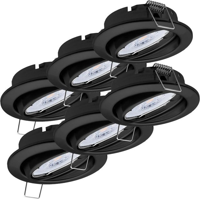 Oktaplex 6er Set Dijon Einbauspots Schwarz, dimmbar, schwenkbar, inkl. LED Modul, warmweiß, 5W, 380lm - Bild 1