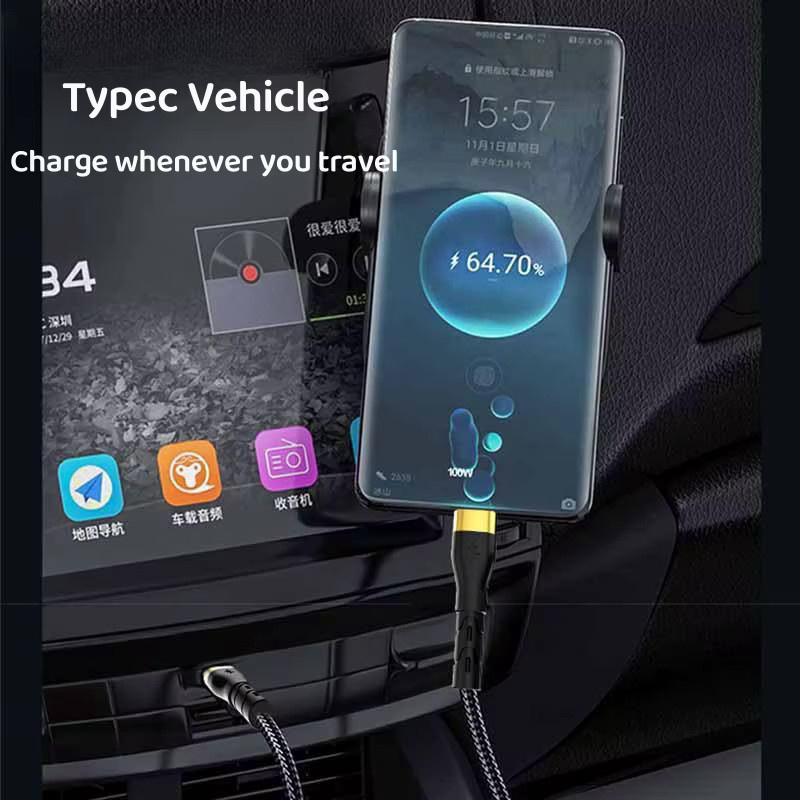 USB-C auf USB-C Ladekabel mit 120W PD Schnellladefunktion und Datenübertragung in Schwarz oder Gold für iPhone 15, Samsung und Xiaomi - Bild 3