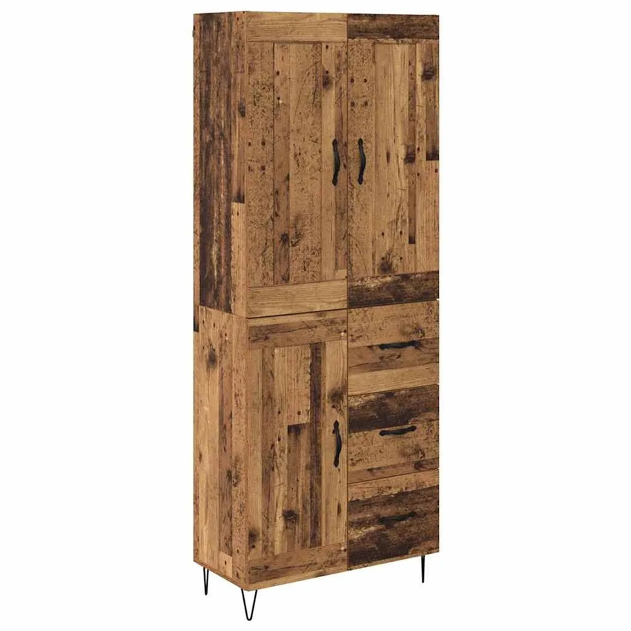 vidaXL Highboard Altholz in Braun mit Türen und Schubladen, B/T/H: 69,5 x 34 x 180 cm - Bild 2