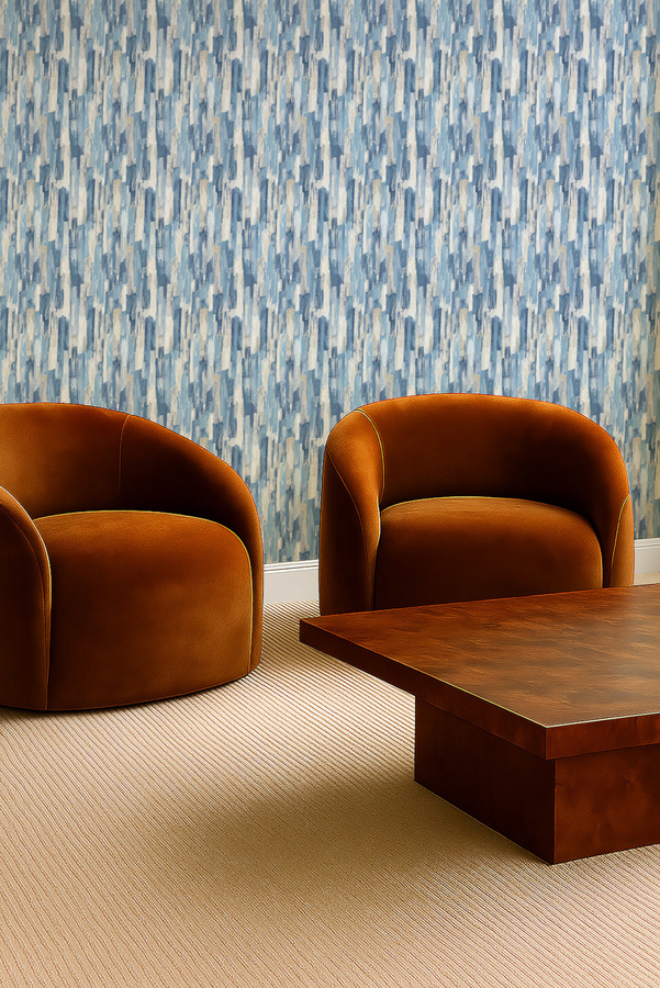 Clarke & Clarke Wallpaper Cityscape Ink – Moderne Vlies Tapete in Blau mit abstraktem City-Design - Bild 1