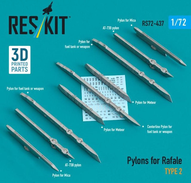 ResKit Models Pylons for Rafale type 2, 3D Printed - Bild 1