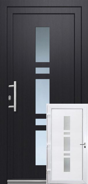 Premium Kunststoff-Haustür PANTO SMK 017 mit Glaseinsatz, Anthrazit-Weiß, B: 110 cm, H: 210 cm, DIN Links - Bild 1