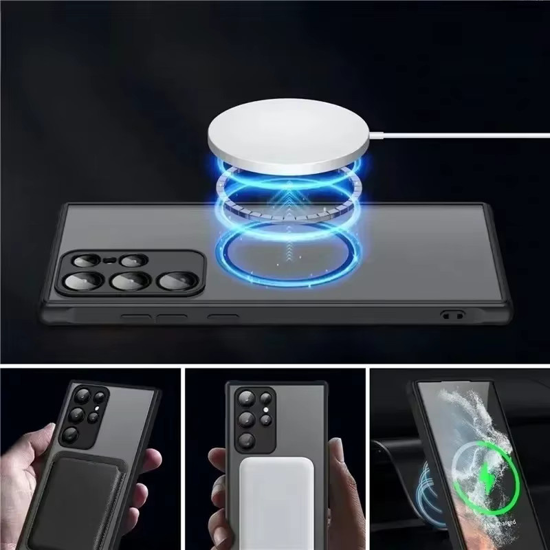 Transparente matte MagSafe Handyhülle für Samsung Galaxy S27 S26 S25 S24 S23 S22 S21 Plus Ultra FE Edge stoßfest und magnetisch - Bild 2