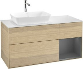 V&B Waschtischunterschrank Finion in Anthrazit mit Eichenoberfläche, Breite: 120 cm, Tiefe: 50,1 cm, Höhe: 50,1 cm - Bild 1