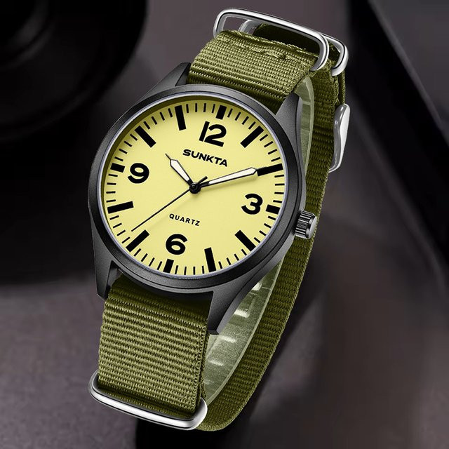 SUNKTA Armbanduhr, Quarz, Nylon, Herren, Leuchtzeiger - Bild 1