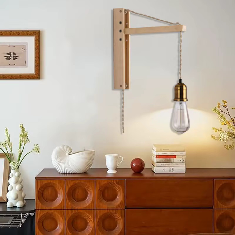 LINCCW Nordische LED Wandleuchte aus Holz mit transparentem Glas und warmweißem Licht, verstellbar und faltbar - Bild 2