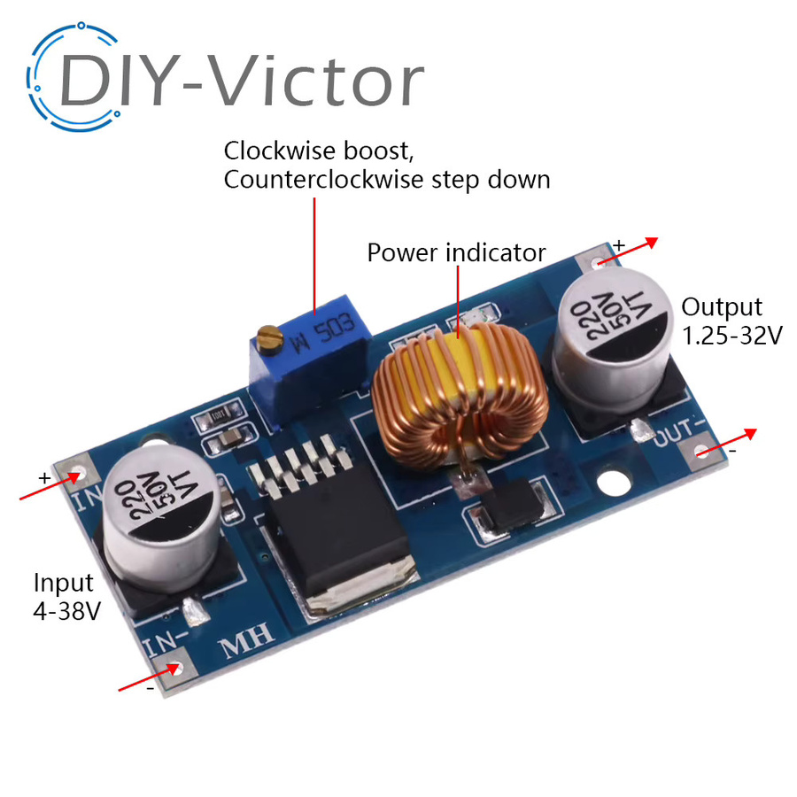 XL4005 XL4015 DC-DC Step Down Modul einstellbares Netzteil mit Kühlkörper in Blau für LED und Lithium-Ladegeräte (4-38V bis 1,25-36V) - Bild 3