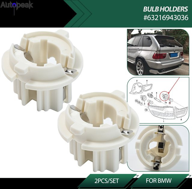 AUTOXBERT 2er-Set Rücklicht-Sockel für BMW X5 E53 E70 E65 E66 X3 E83, Farbe: Weiß, Ersatzteil 63216943036 - Bild 1